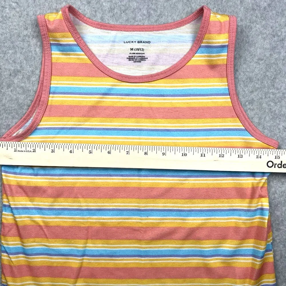 Lucky Brand Girls 10/12 Rainbow Stripe Tank Jogger 2 Piece Lounge Set